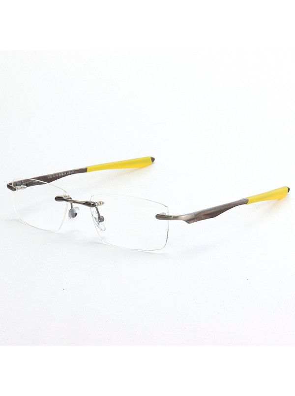 Armação de Óculos Flutuante Sem Aro Wingfold Grafite e Amarelo